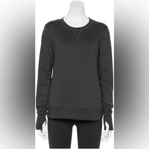 NWT Tek Gear Ultrasoft Fleece Black Crewneck Thumb Hole Sweatshirt. Size XL